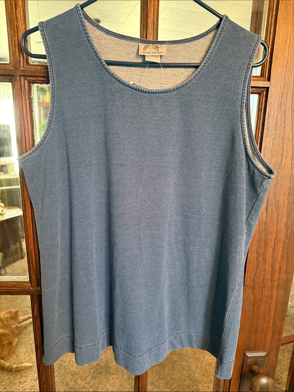 Wild Palms Womens Denim Terry Knit Sleeveless Shell‎ Top Blue 1200-DENIM-25 L